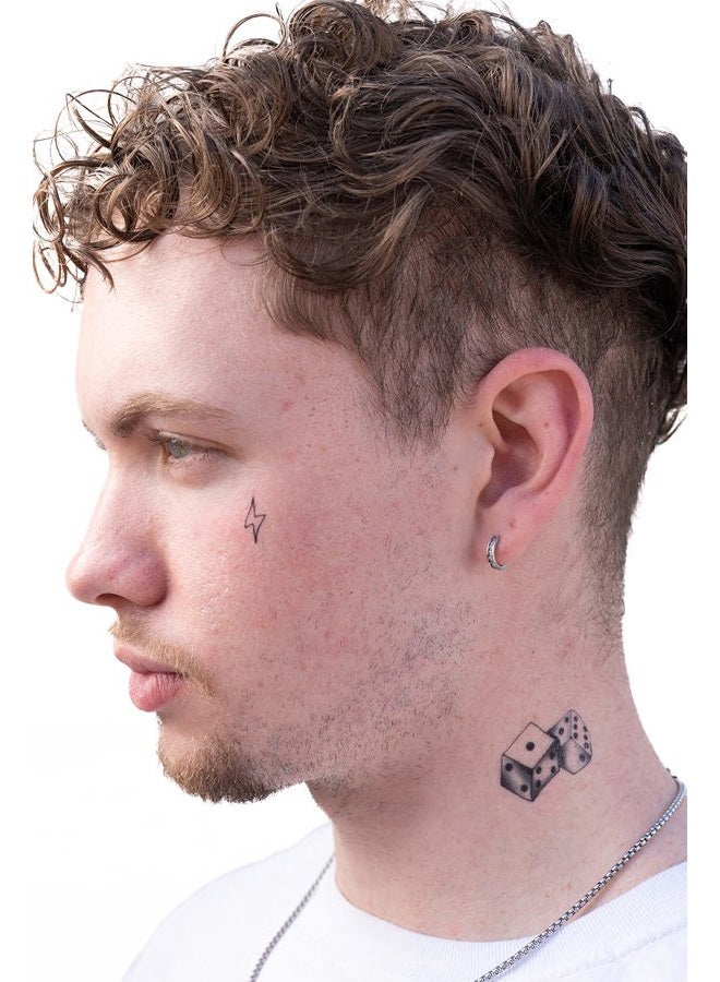 Thug Ink Temporary Tattoos – Volume III – 8-Piece Set | Alien Head, Money Bag, Compass & More | Face & Neck Water-Transfer Tattoos – Fake Ink for Parties, Pranks & More - Image 5